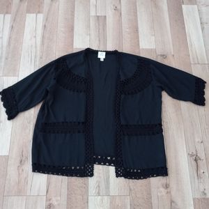 Knox Rose Women's Xs Open Front Cardigan Peek A Boo Crochet